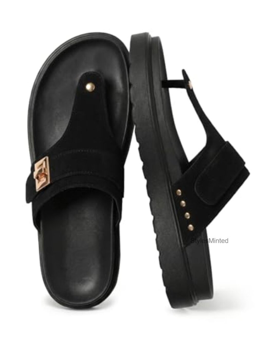 Women's Platform Thong Sandals T-Strap Slip On Slides Summer Flats Beach Flip
